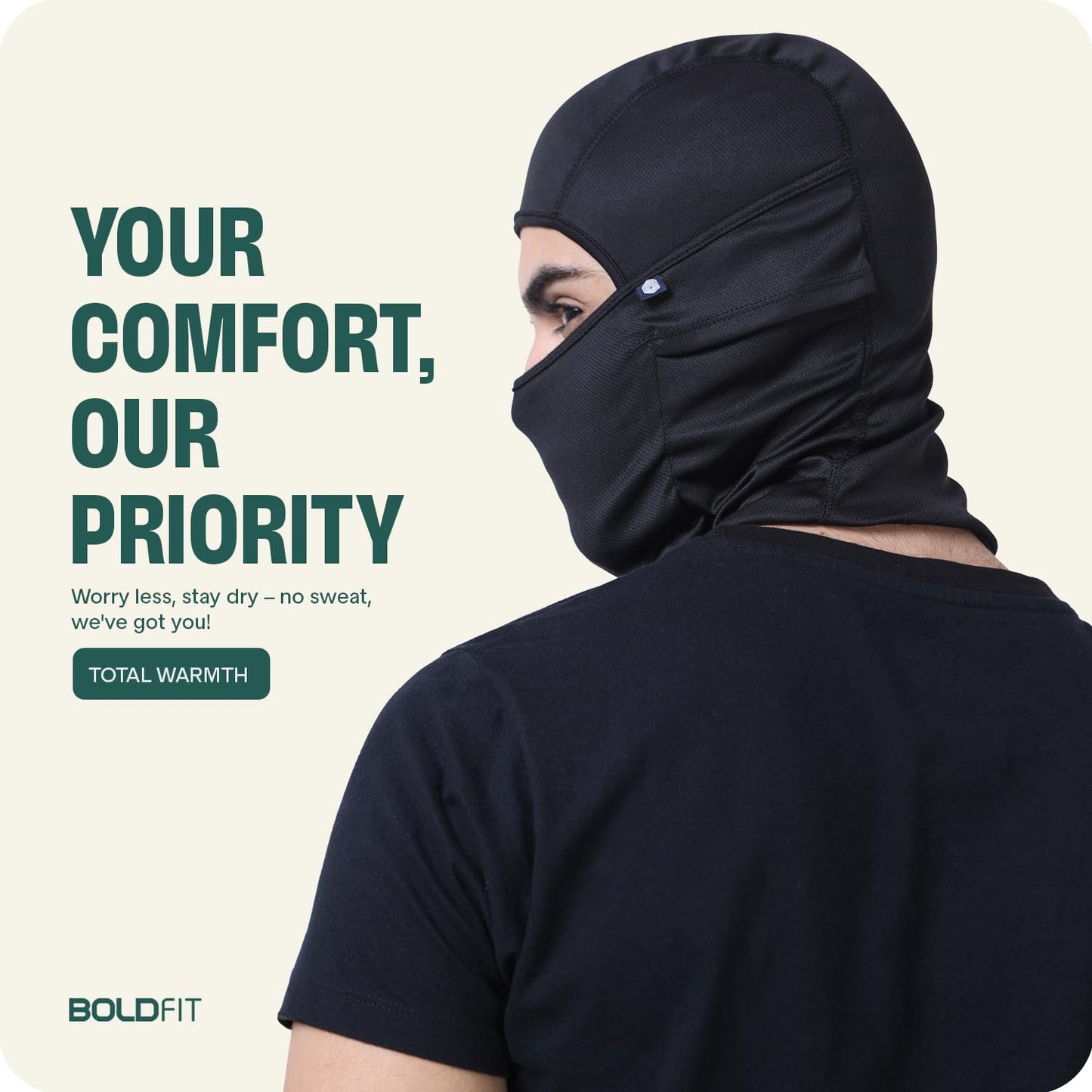 Boldfit Polyester Full Face Helmet Balaclava Black Mask Bike Riding and Cycling Accessories for Men & Women