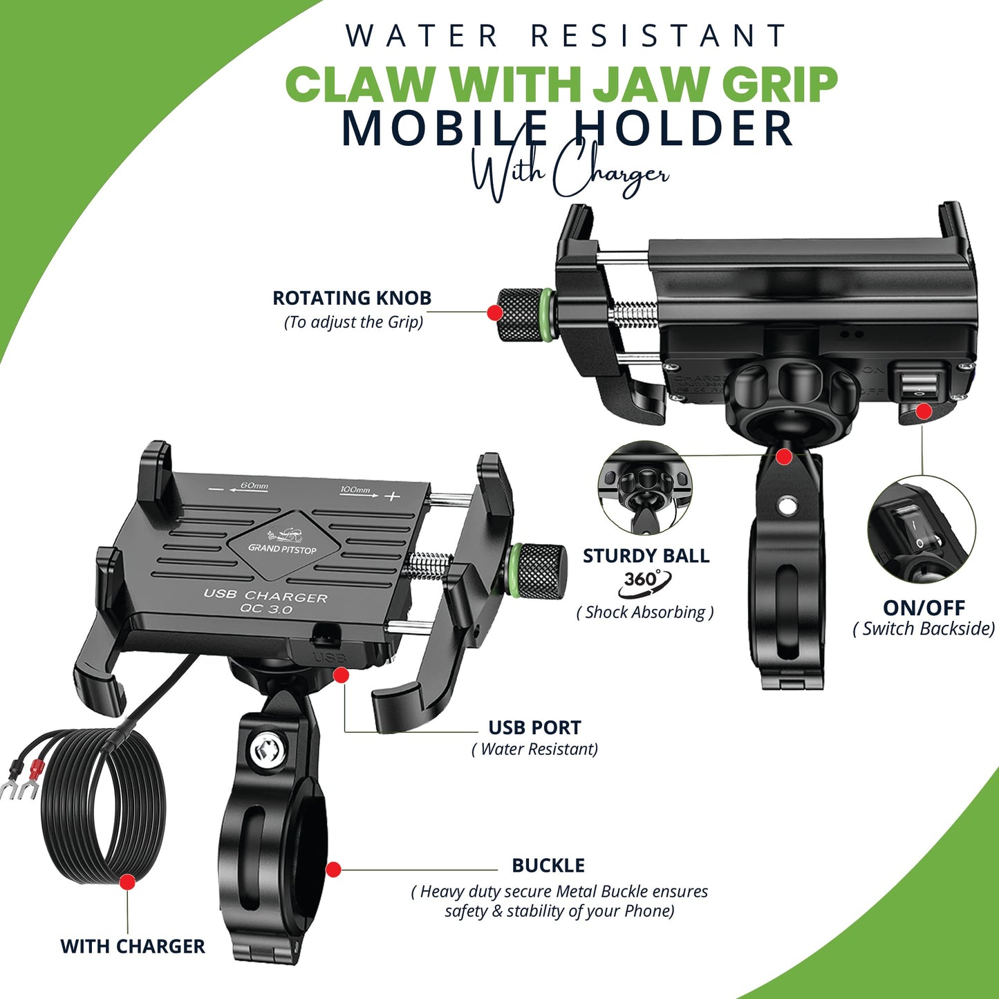 GRAND PITSTOP™ Jaw Grip Mobile Holder – Secure Navigation