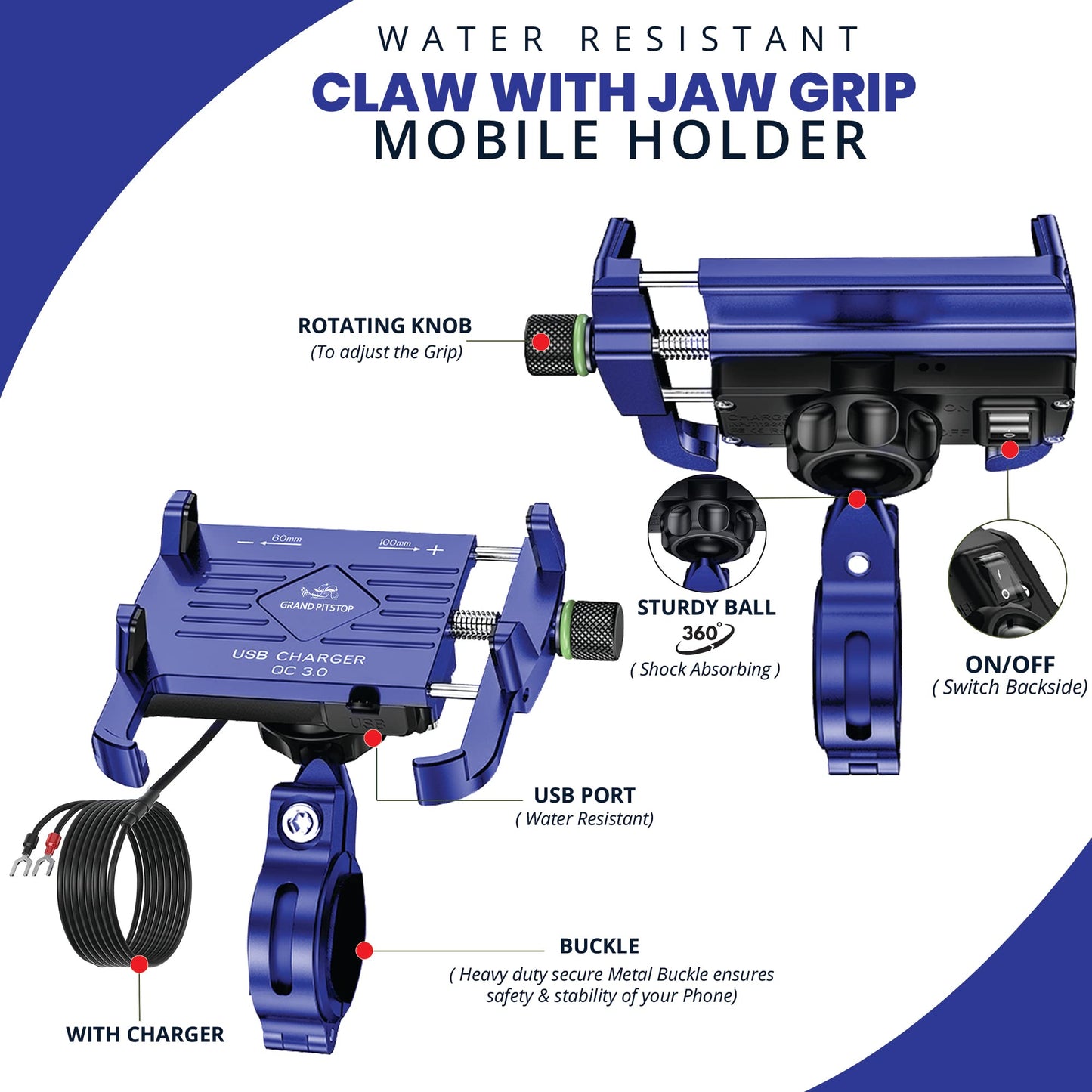 GRAND PITSTOP™ Jaw Grip Mobile Holder – Secure Navigation