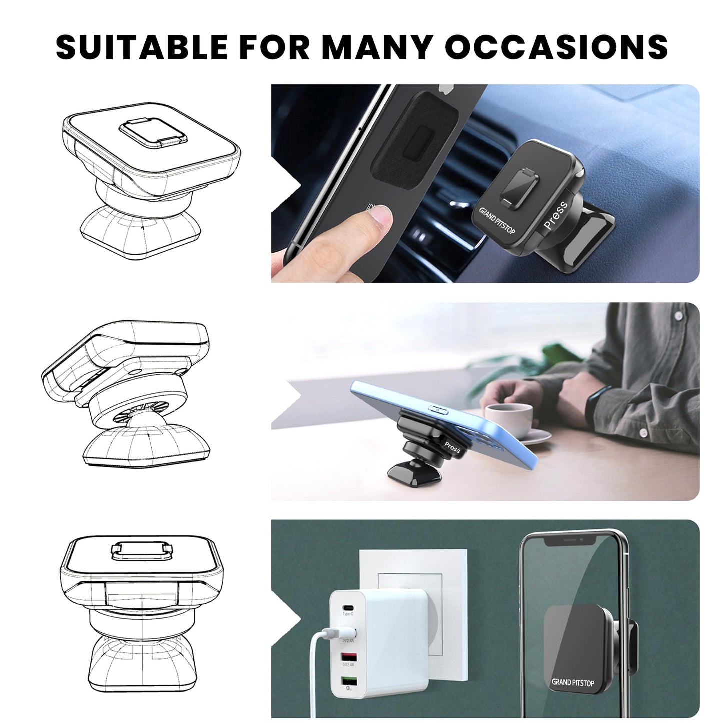 GRAND PITSTOP™ Jaw Grip Mobile Holder – Secure Navigation