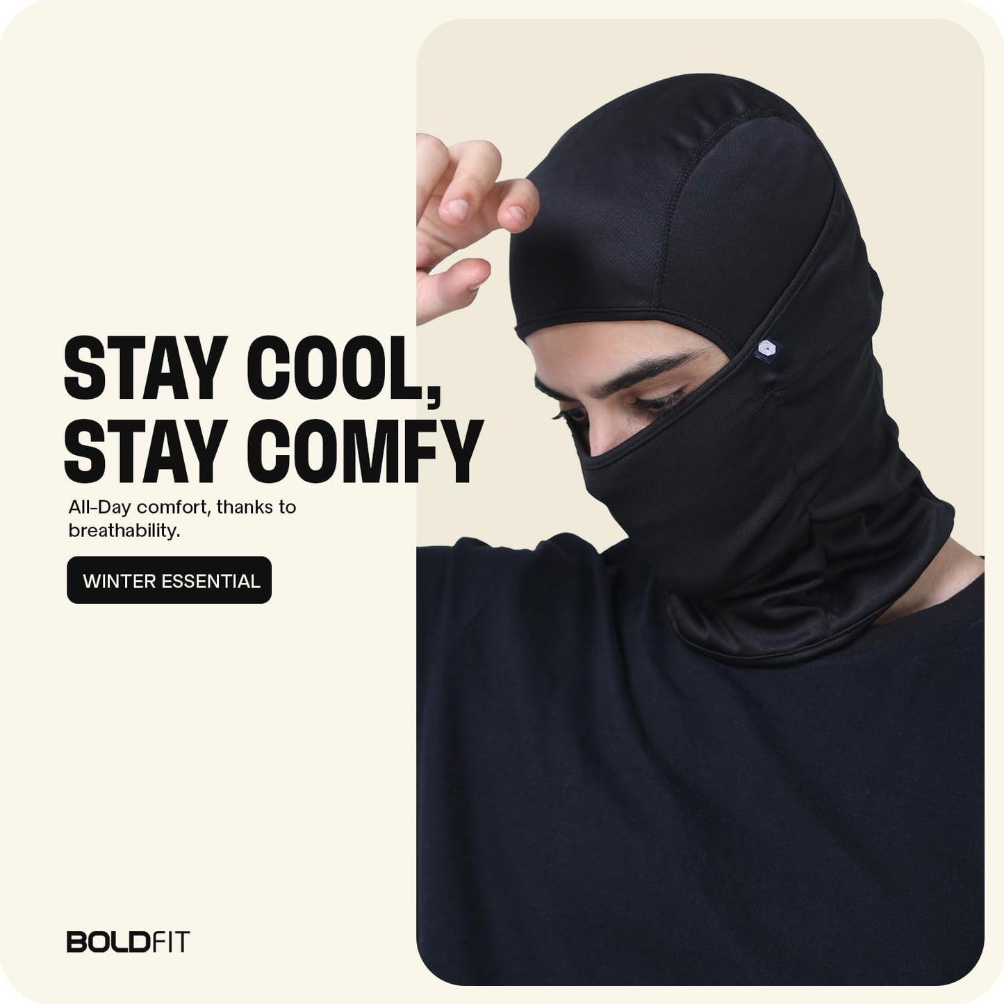 Boldfit Polyester Full Face Helmet Balaclava Black Mask Bike Riding and Cycling Accessories for Men & Women